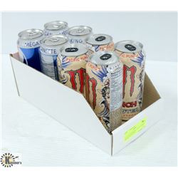 LOT OF 8 MONSTER PUNCH ENERGY DRINKS WITH KING