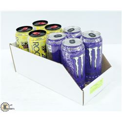 LOT OF 8 MONSTER ULTRAVIOLET & ROCKSTAR LEMONADE