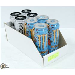 LOT OF 8 ENERGY DRINKS, MONSTER PUNCH & ROCKSTAR