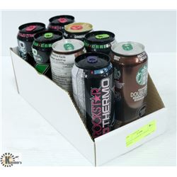 BOX OF 8 ASSORTED ENERGY DRINKS