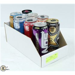 BOX OF 8 ASSORTED ENERGY DRINKS