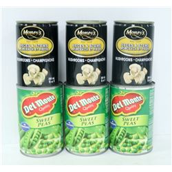 BAG WITH DEL MONTE PEAS & MONEYS MUSHROOMS