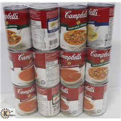 BAG WITH 12 ASSSORTED CAMPBELLS SOUPS