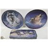 Image 1 : WOLF COLLECTORS LOT: 2 WOLF PLATES & 1 WOLF PLAQUE