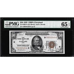 1929 $50 Federal Reserve Bank Note Cleveland Fr.1880-D PMG Gem Uncirculated 65EPQ