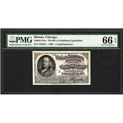 1893 World's Columbian Exposition Ticket Franklin PMG Gem Uncirculated 66EPQ