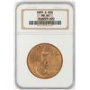 Image 1 : 1909-S $20 St. Gaudens Double Eagle Gold Coin NGC MS62