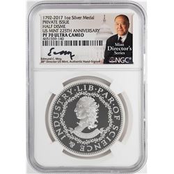 1792-2017 Half Disme 1 oz. Silver Medal NGC PF70 W/Edmund C. Moy Signature