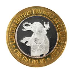 .999 Fine Silver Circus Circus Casino Reno, NV $10 Limited Edition Gaming Token