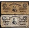 Image 1 : Lot of (2) 1864 $50 Confederate States of America Notes