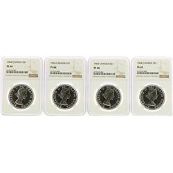Lot of (4) 1964 Canada $1 Silver Dollar Proof Coins NGC PL66
