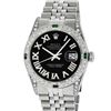 Image 1 : Rolex Mens Stainless Steel Diamond & Emerald Datejust Wristwatch With Rolex Box