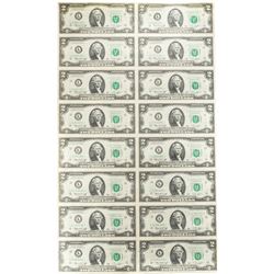Uncut Sheet of (16) 1976 $2 Federal Reserve STAR Notes San Francisco