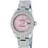 Image 2 : Rolex Ladies Stainless Steel Pink 5 ctw Diamond Datejust Wristwatch With Rolex Box