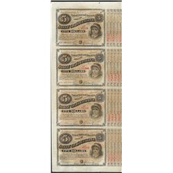 Uncut Sheet of (4) State of Louisiana Baby Bond Obsolete Notes