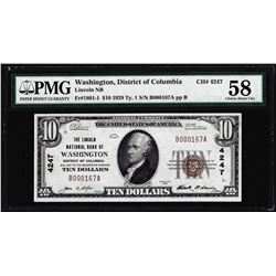 1929 $10 Lincoln NB Washington, D.C. CH# 4247 National Note PMG Choice About Unc 58