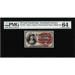 1863 10 Cent Fourth Issue Fractional Currency Note Fr.1257 PMG Choice Uncirculated 64