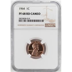 1964 Proof Lincoln Memorial Cent Coin NGC PF68RD Cameo