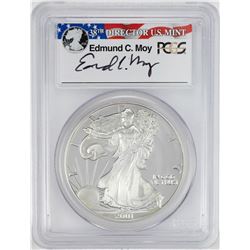 2001-W $1 Proof American Silver Eagle Coin PCGS PR69DCAM Edmund Moy Signature