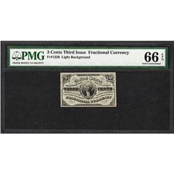 1863 Three Cents Third Issue Fractional Note Fr. 1226 PMG Gem Uncirculated 66EPQ