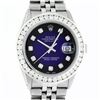 Image 1 : Rolex Mens Stainless Steel Blue Vignette 3 ctw Diamond Datejust 36MM Wristwatch