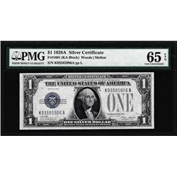 1928A $1 Funnyback Silver Certificate Note Fr.1601 PMG Gem Uncirculated 65EPQ