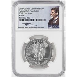 2017 Saint-Gaudens Commemorative Silver Coin NGC MS70 Mercanti Signed