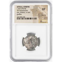393-294 BC Attica Athens AR Tetradrachm Athena Owl Coin NGC CH VF