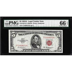 1953A $5 Legal Tender Note Fr.1533 PMG Gem Uncirculated 66EPQ