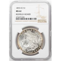 1893-CC $1 Morgan Silver Dollar Coin NGC MS62 Redfield