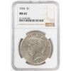 Image 1 : 1926 $1 Peace Silver Dollar Coin NGC MS62