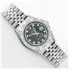 Image 3 : Rolex Mens Stainless Steel Black Diamond Lugs & Pyramid Bezel Datejust Wristwatch