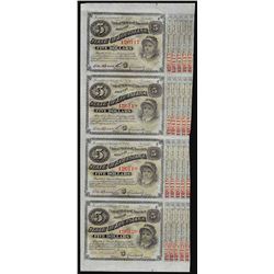 Uncut Sheet of (4) State of Louisiana Baby Bond Obsolete Notes