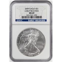 2009 $1 American Silver Eagle Coin NGC MS69 Early Releases