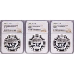 Lot of (3) 2009 China 10 Yuan Modern Commemorative Silver Panda Coins NGC MS67