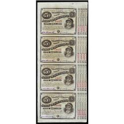 Uncut Sheet of (4) State of Louisiana Baby Bond Obsolete Notes