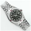 Image 3 : Rolex Mens Stainless Steel Diamond Lugs & Ruby Datejust Wristwatch