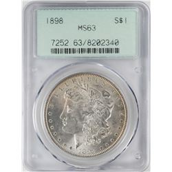 1898 $1 Morgan Silver Dollar Coin PCGS MS63 Old Green Holder