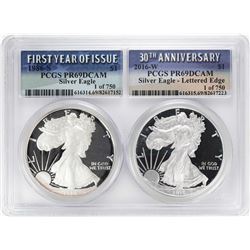 1986-S & 2016-W $1 Proof American Silver Eagle Coin Set PCGS PR69DCAM