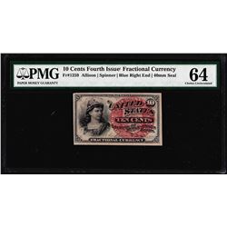 1863 10 Cent Fourth Issue Fractional Currency Note Fr.1259 PMG Choice Uncirculated 64