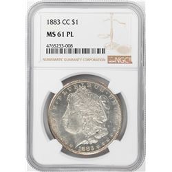 1883-CC $1 Morgan Silver Dollar Coin NGC MS61 PL