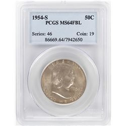 1954-S Franklin Half Dollar Coin PCGS MS64FBL