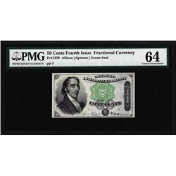 1863 50 Cent Fourth Issue Fractional Currency Note Fr.1379 PMG Choice Uncirculated 64