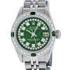 Image 1 : Rolex Ladies Stainless Steel Green String Emerald & Diamond Datejust Wristwatch