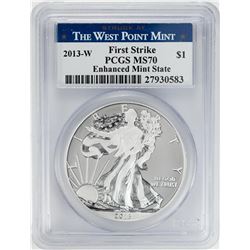 2013-W $1 Enhanced Mint State American Silver Eagle Coin PCGS MS70 First Strike