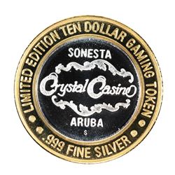 .999 Silver Crystal Casino Aruba $10 Casino Limited Edition Gaming Token