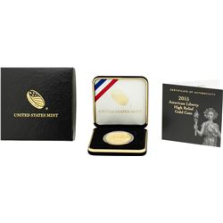 2015 $100 American Liberty High Relief Gold Coin w/ Box & COA