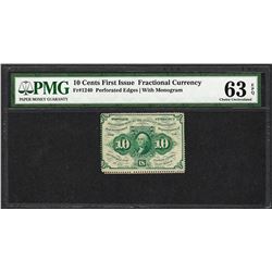 1862 First Issue 10 Cent Fractional Currency Note Fr.1240 PMG Choice Uncirculated 63EPQ