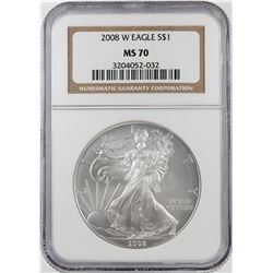 2008-W $1 American Silver Eagle Coin NGC MS70