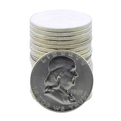 Roll of (20) 1957 Brilliant Uncirculated Franklin Half Dollar Coins